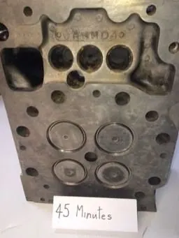 Cat cylinder head combustion face after forty-five minutes