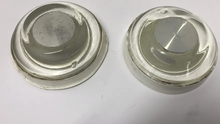 Runway light lenses as received, both sizes