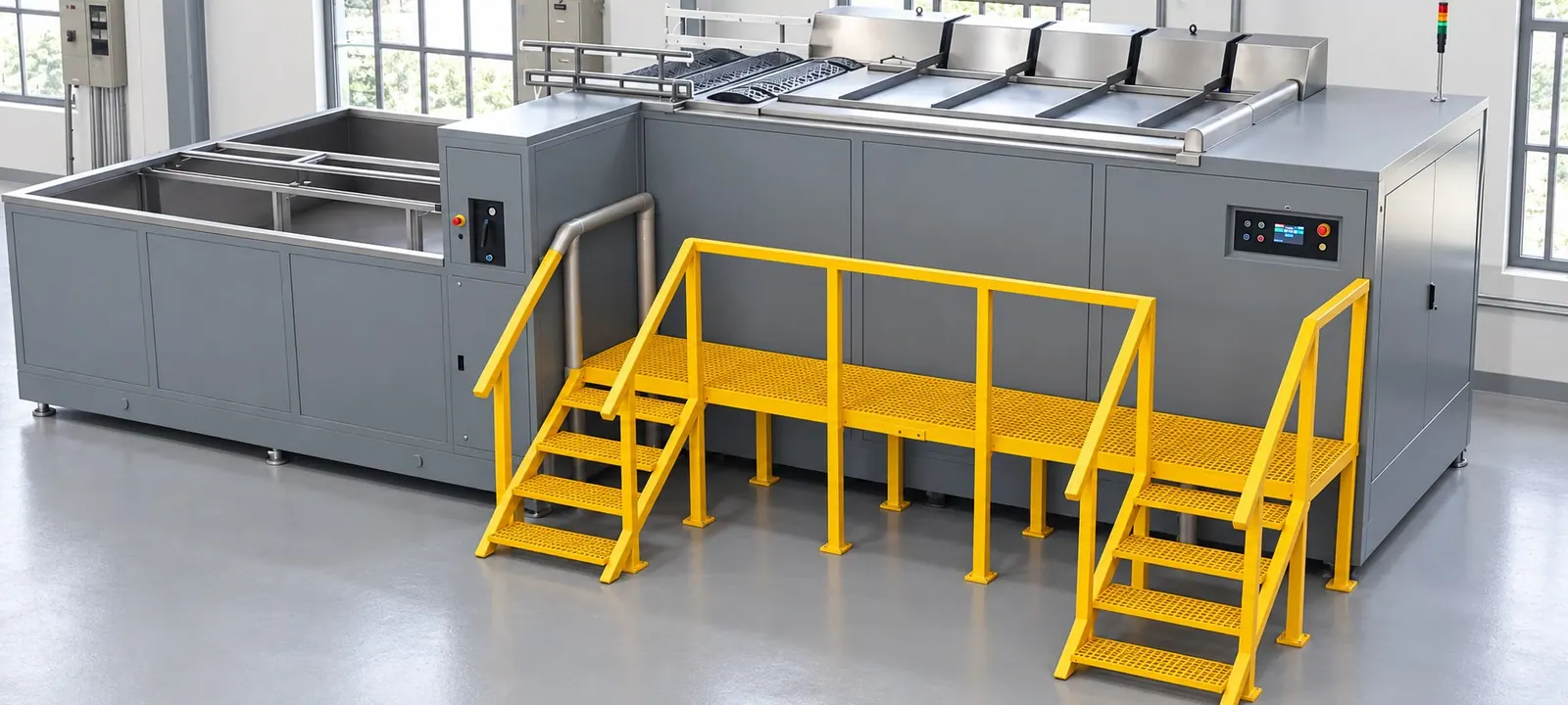 Misonics EVS 7000-PL heavy industrial ultrasonic tank with elevator platform