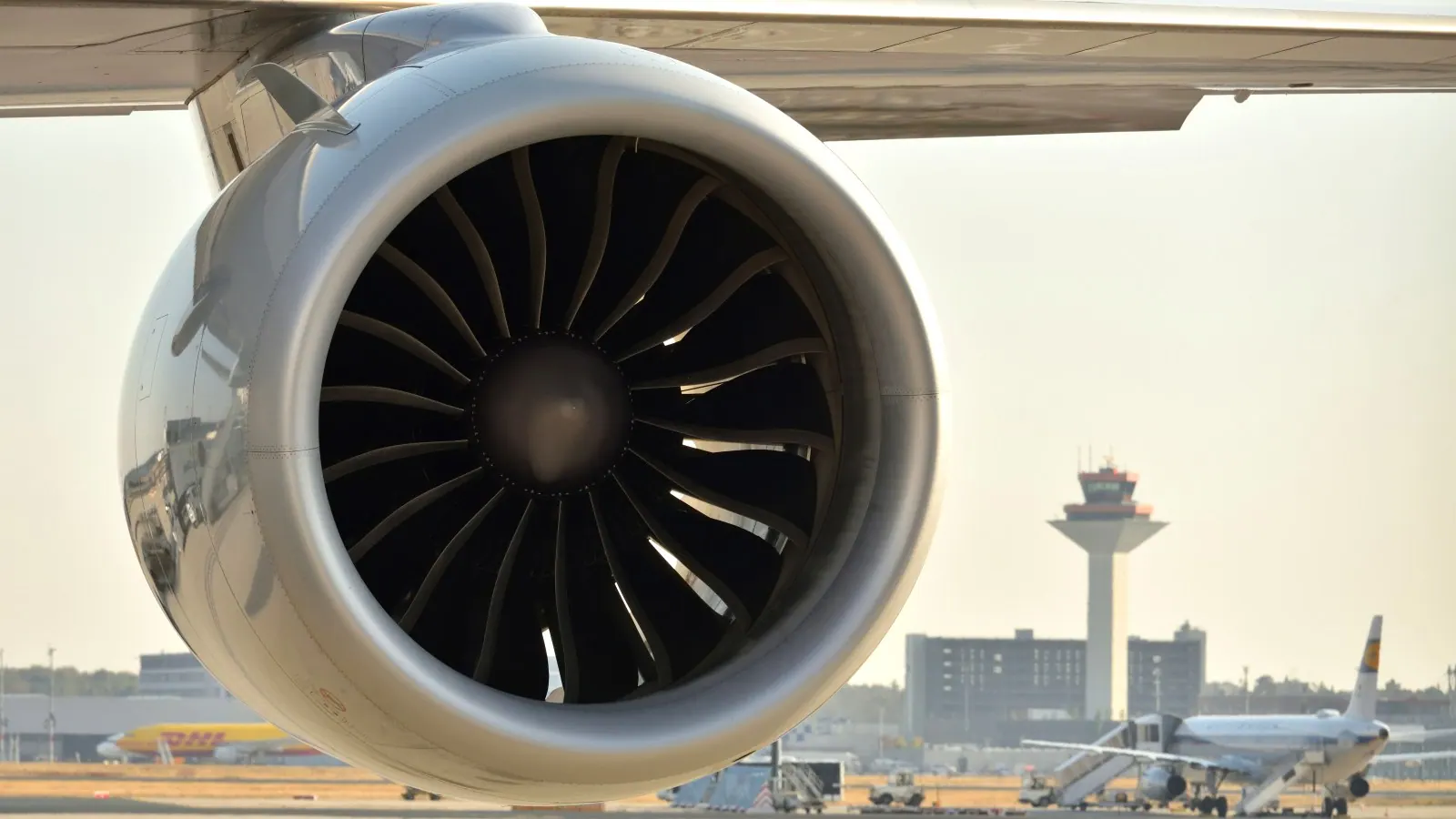 High-bypass turbofan engine on a commercial airliner