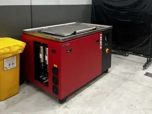 Misonics MSX 240 industrial ultrasonic cleaner — In service at a truck service centre workshop
