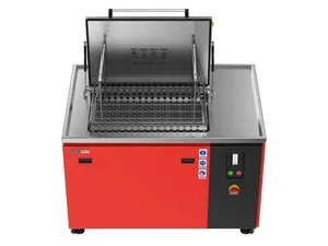 Misonics MSX 240 industrial ultrasonic cleaner — Lid open, 900 × 500 mm basket latched
