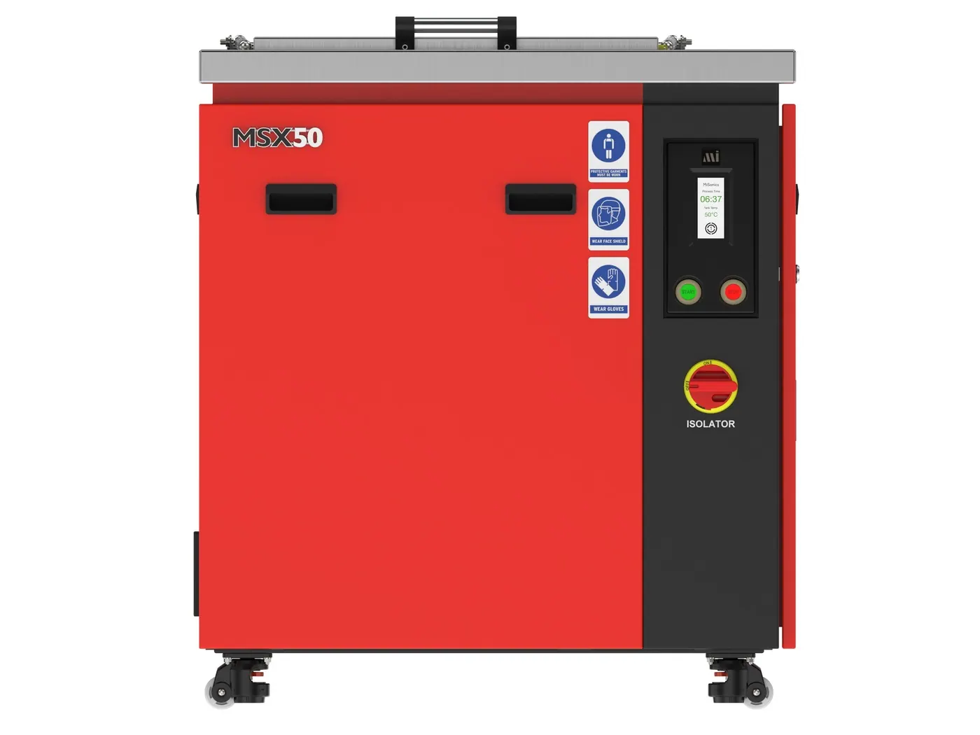 Misonics MSX 50 floor-standing ultrasonic cleaner, front elevation