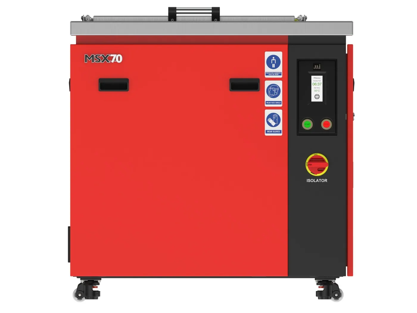 Misonics MSX 70 floor-standing ultrasonic cleaner, front elevation
