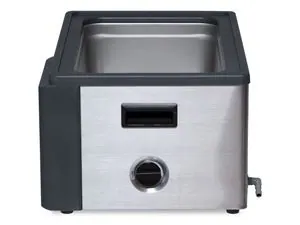 Misonics PowerSonic 605 benchtop ultrasonic cleaner — Rear drain valve, side view