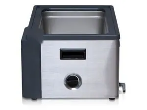 Misonics PowerSonic 620 benchtop ultrasonic cleaner — Rear drain valve, side view