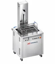 Misonics SonoLift powered-lift ultrasonic cleaner &mdash; Basket raised to drain position