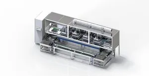 Misonics SonoLine automated ultrasonic cleaning line — Enclosed line configuration — render