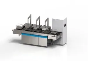Misonics SonoLine automated ultrasonic cleaning line — Three-tank configuration, lids open — render