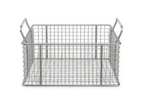 Misonics SonoWash industrial ultrasonic tank &mdash; Basket front elevation &mdash; drain-lock handles