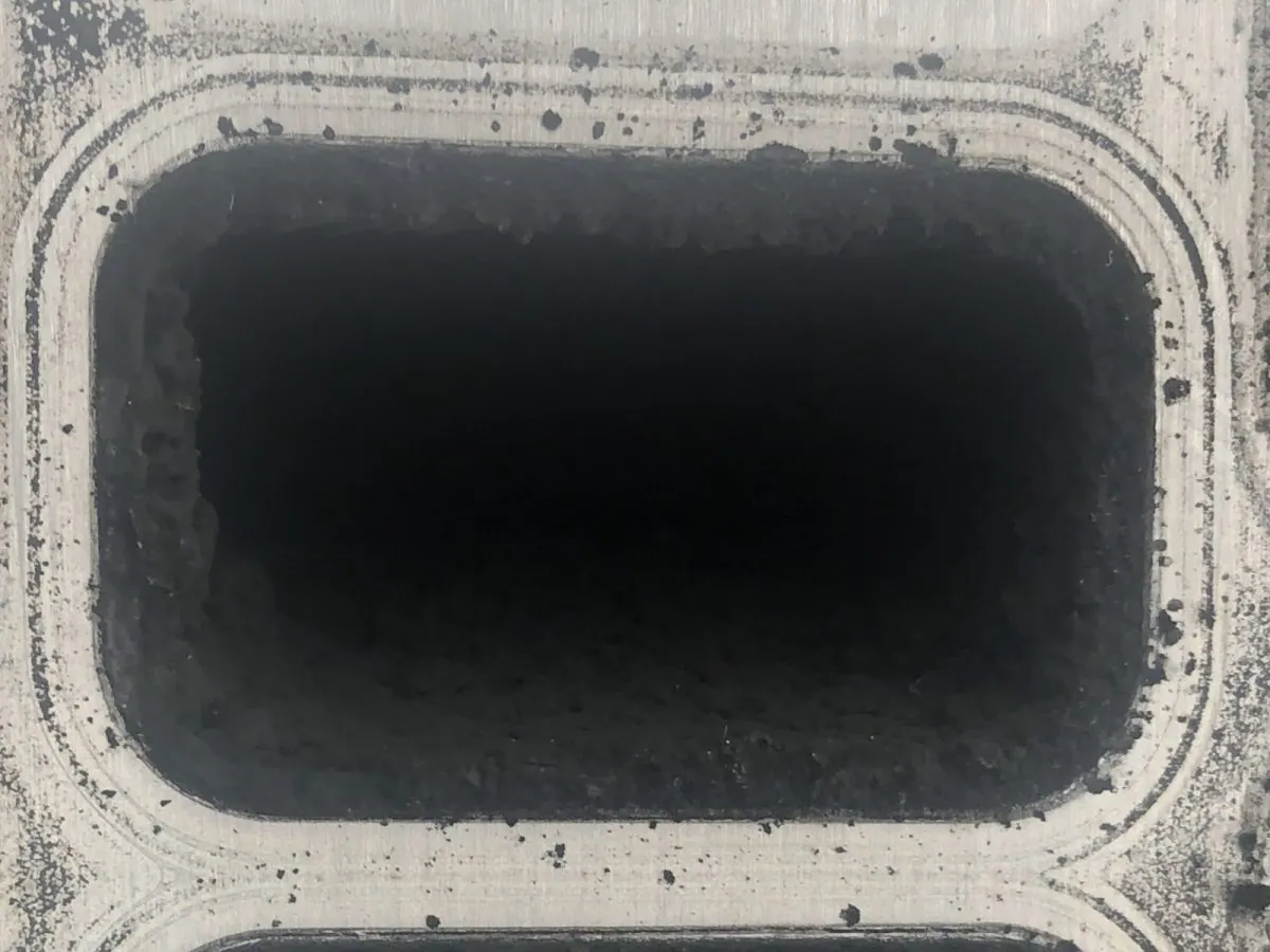 Runner twin ports — before and after ultrasonic cleaning — after the cycle