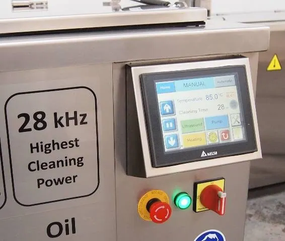 UltraTecno seven-inch colour touch screen control panel on the front of the machine