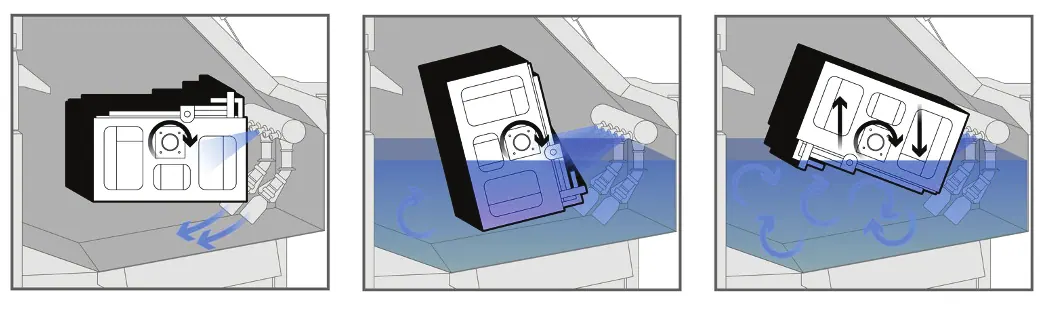 Rotation, flooding and cavitation inside the chamber