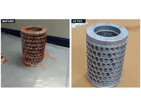 Before and after — strainer