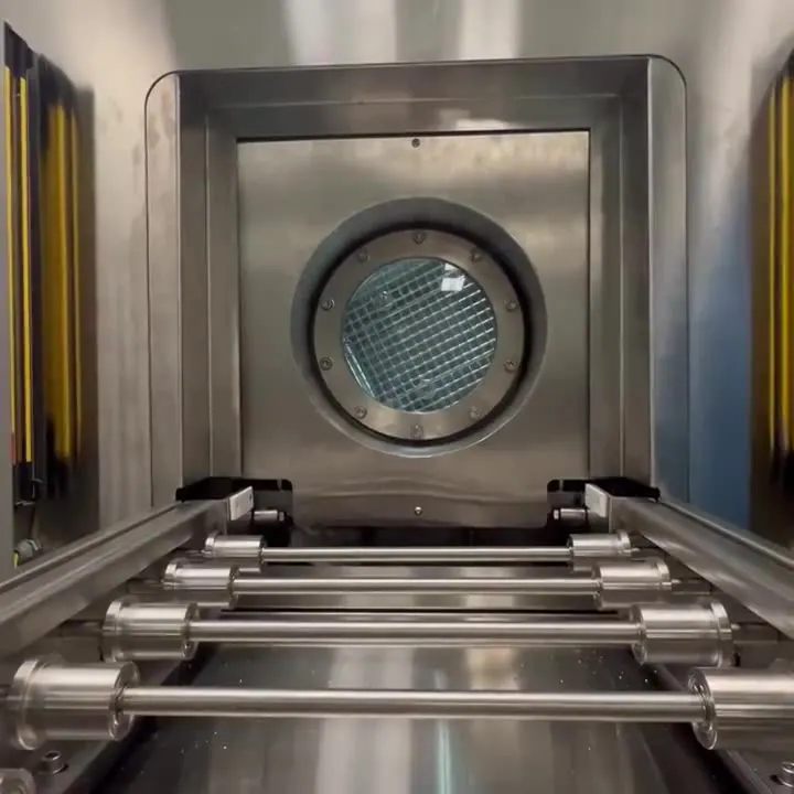 UltraWash 300 chamber door open, basket about to roll in